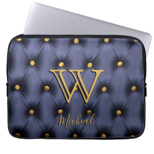 Funda para computadora portátil azul marino con mo
