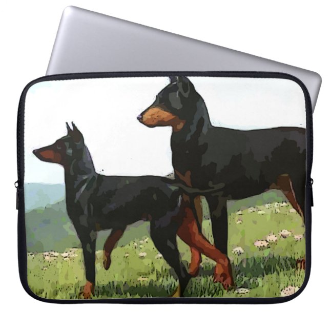 Funda para computadora portátil con Dobermans pint (Frente)