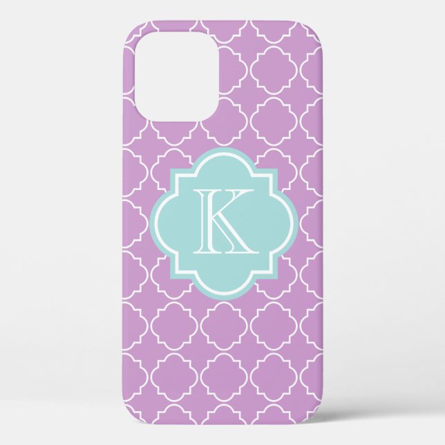 Funda para el iPhone 12 de patrón de celosía morad (Reverso )