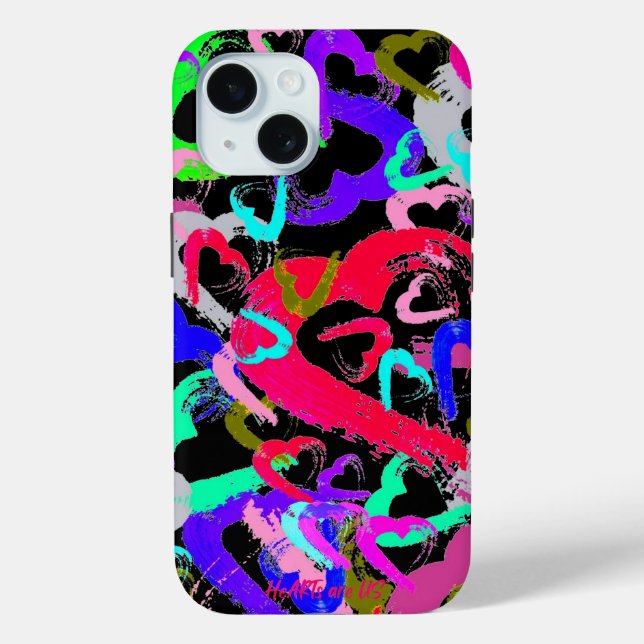 Funda para el iPhone 15 de Resumen Hearts (Reverso )