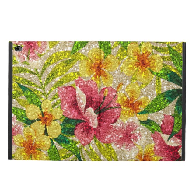 Funda Para iPad Air 2 Flores purpurinoso rosadas y amarillas (Afuera)