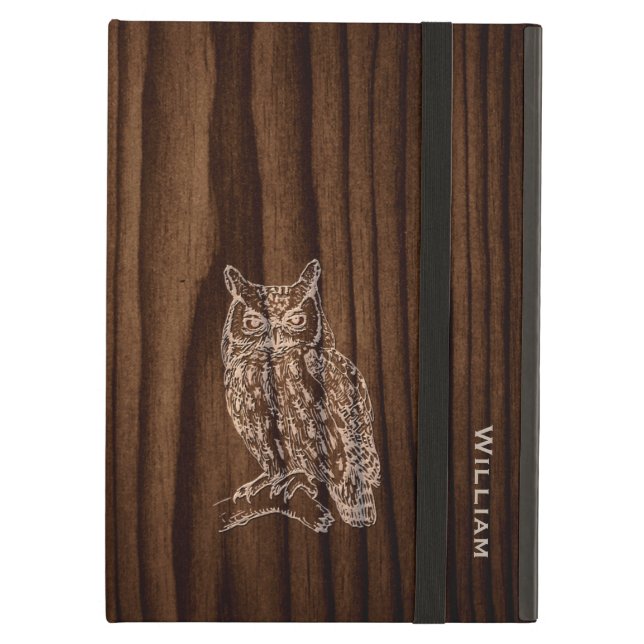 Funda Para iPad Air Aspecto de grano de madera oscura con estuche Owl  (Anverso)