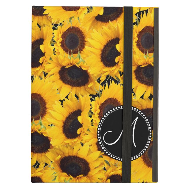Funda Para iPad Air Monograma vibrante Hermoso Sunflowers Floral (Anverso)