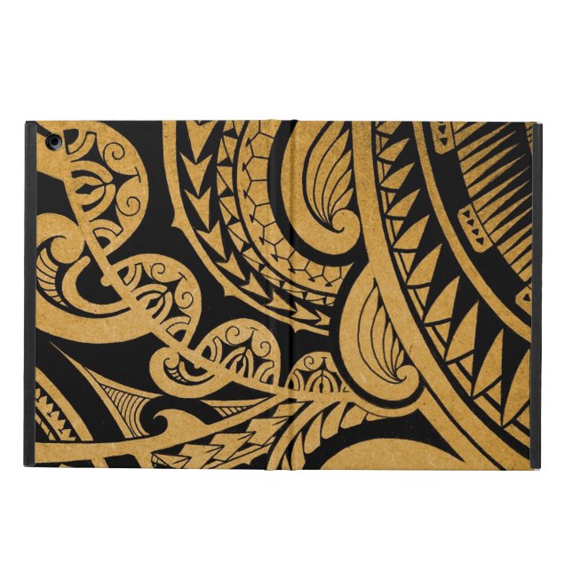 Funda Para iPad Air Tatuaje tribal original en la madera con el (Exterior)