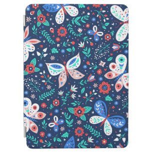 Funda para iPad azul floral de mariposa