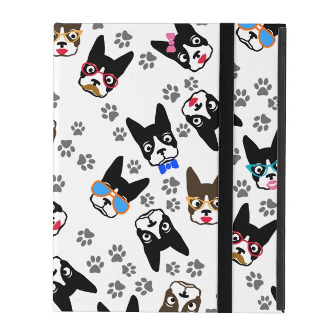 Funda Para iPad Caras divertidas del bigote lindo de Boston (Anverso cerrado)