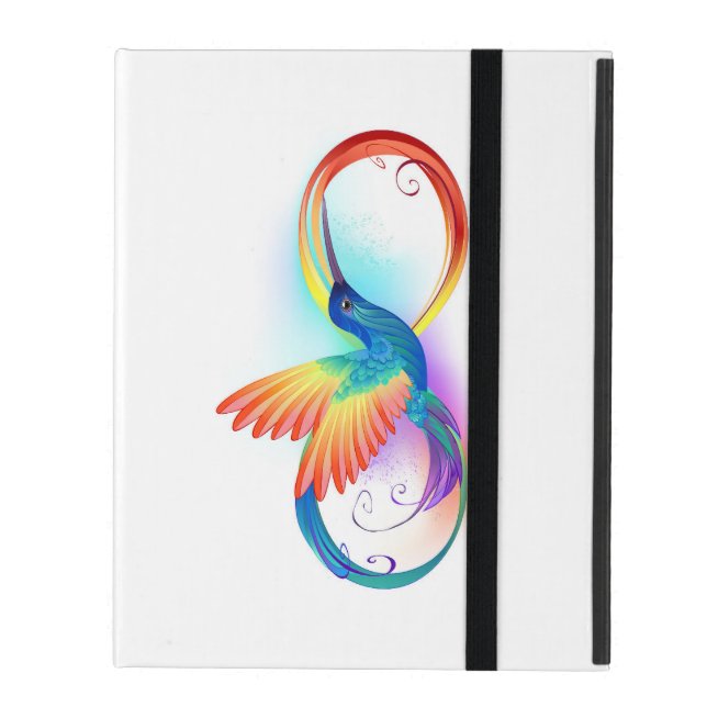 Funda Para iPad Colibrí arcoiris con símbolo Infinity (Anverso cerrado)