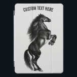 Funda para iPad de caballo vertical - Texto Person<br><div class="desc">Caballo salvaje negro vertical - Pintura - Personalizable - Elegir / Añadir su texto único - Nombre / Colores / Fuente / Tamaño / Elementos - Imagen / más - Hacer su regalo especial - Redimensionar y mover o eliminar y agregar elementos / texto con herramienta de personalización ! Pintura...</div>