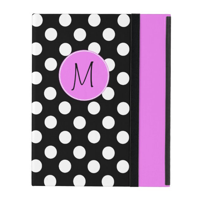 Funda Para iPad Estuche para iPad de bonito Polka Dot Monogram (Anverso cerrado)