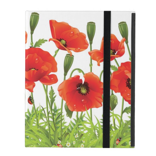 Funda Para iPad Frontera horizontal con la amapola roja (Anverso cerrado)