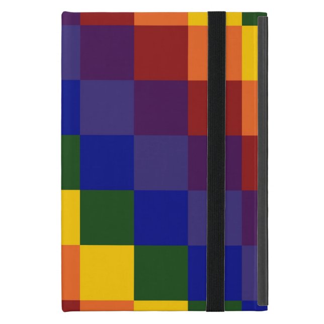 Funda Para iPad Mini Arco iris a cuadros (Anverso cerrado)