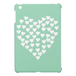 Funda Para iPad Mini Blanco del corazón de los corazones en la menta
