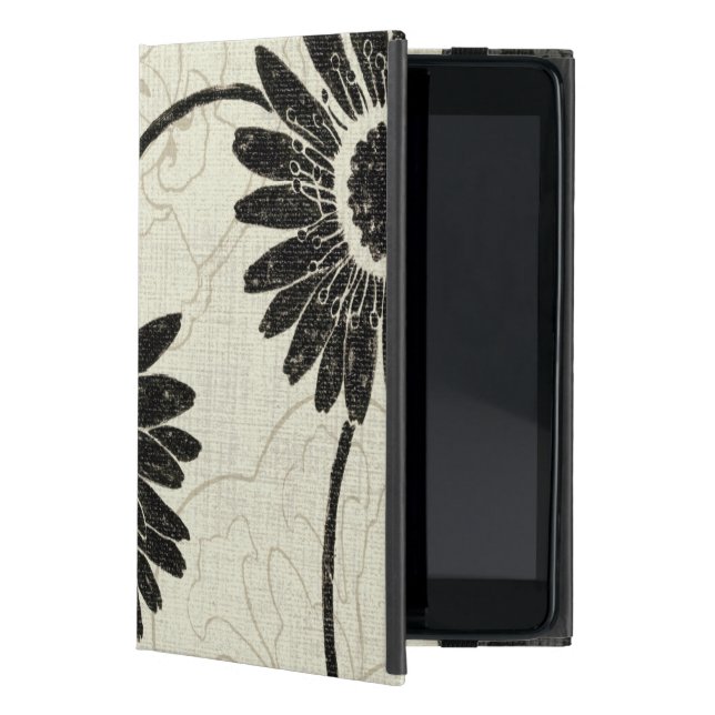 Funda Para iPad Mini Flores blancos y negros (Anverso)