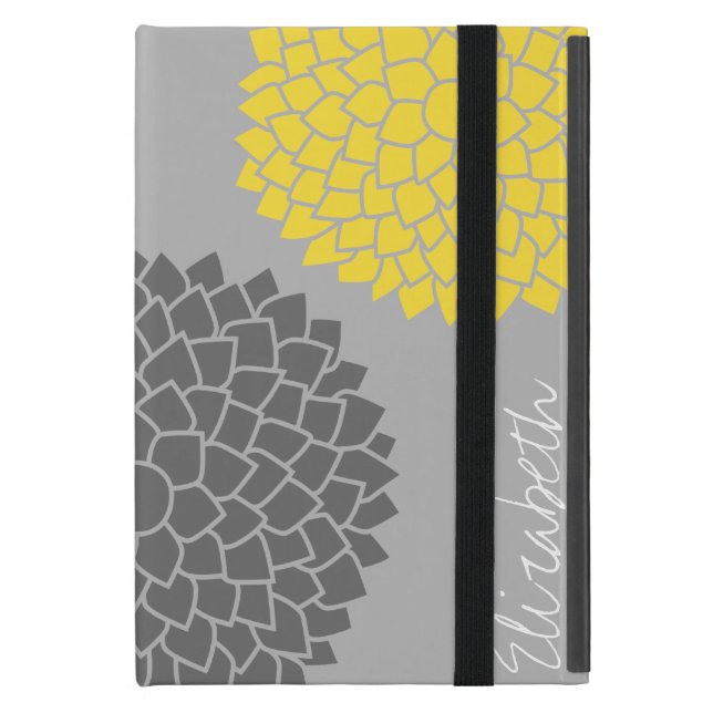 Funda Para iPad Mini Flores Zen modernas - Gris amarillo (Anverso cerrado)