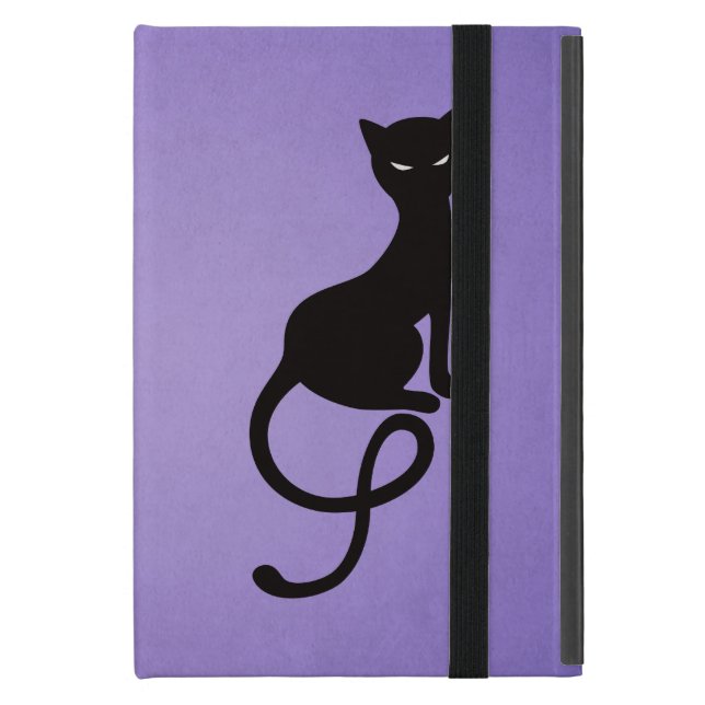 Funda Para iPad Mini Folio malvado gracioso púrpura del gato negro (Anverso cerrado)