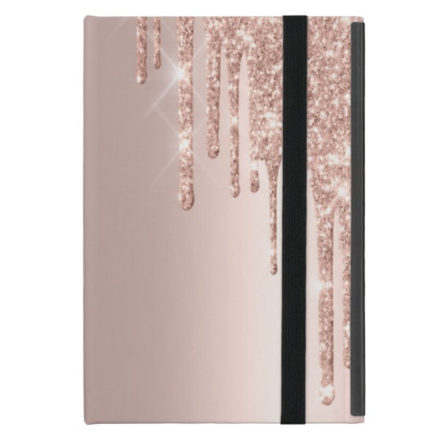 Funda Para iPad Mini Purpurinas modernos gotean oro Rosa (Anverso cerrado)