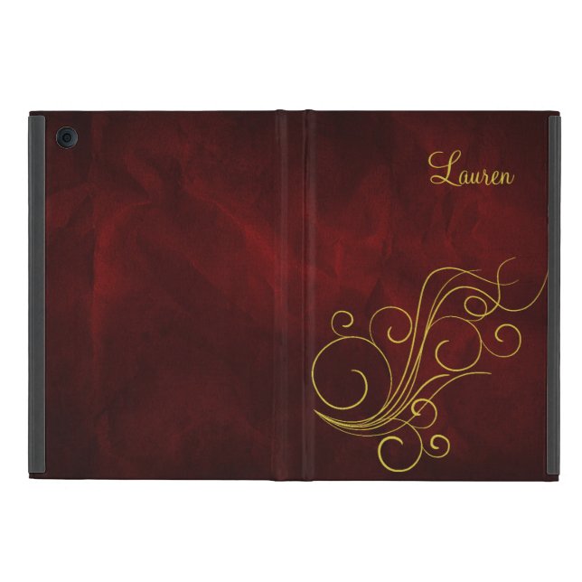 Funda Para iPad Mini Remolino rojo elegante del oro (Exterior)