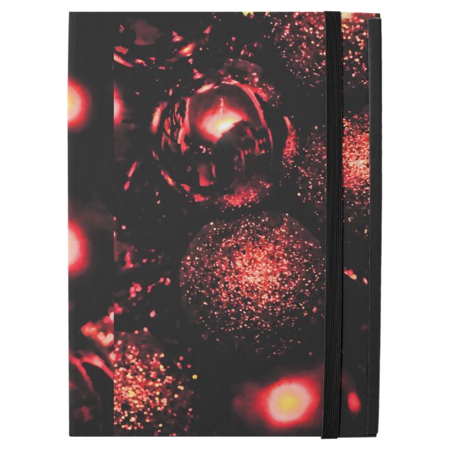 Funda Para iPad Pro 12.9" Esferas rojas de la chispa del navidad (Anverso cerrado)