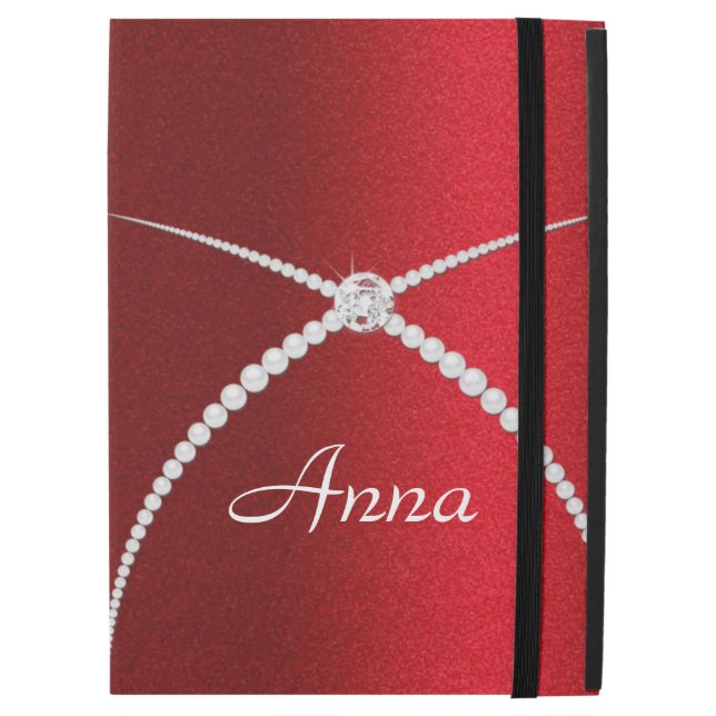 Funda Para iPad Pro 12.9" Perla roja con monograma (Anverso cerrado)