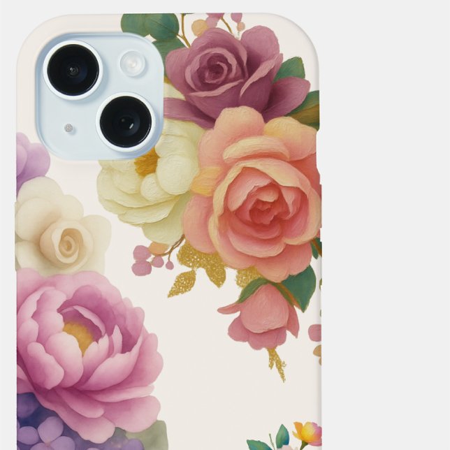 Funda para iPhone15 Floral Acuarela Marfil (Subido por el creador)