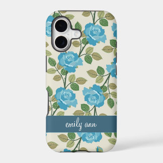 Funda para iPhone4 con patrón de rosas azules y en