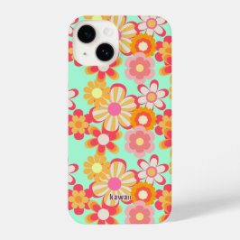 FUNDA PARA iPhone 14 レトロかわいいお花デザイン♡ミントグリーン