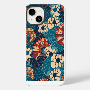 FUNDA PARA iPhone 14 日本の伝統的なヴィンテージデザインを使用したアート作品 花
