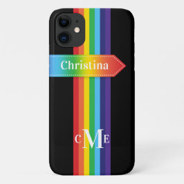funda para iPhone 11 | Arcoiris tachado con monogr