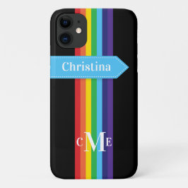 funda para iPhone 11 | Arcoiris tachado con monogr