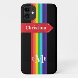 funda para iPhone 11 | Arcoiris tachado con monogr
