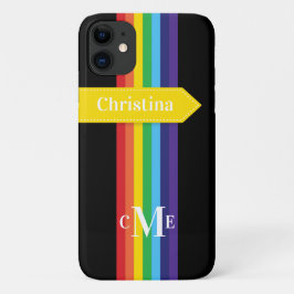 funda para iPhone 11 | Arcoiris tachado con monogr