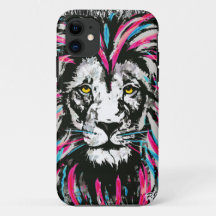 Funda para iPhone 11 de Lion Head | León rosa azul