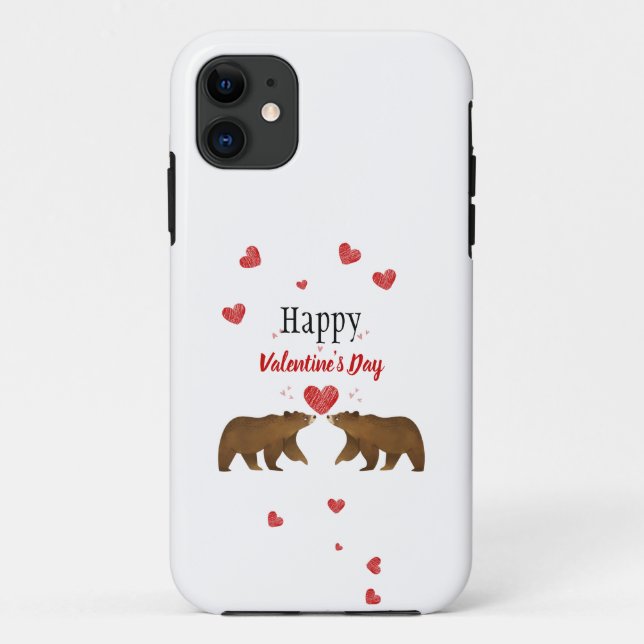 Funda para iPhone 11 El día de San Valentín de Oso (Reverso)