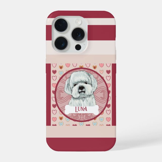 Funda para iPhone 11 Pro con corazones Maltés + no (Reverso )