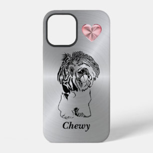 Funda para iPhone 12 de perro Shih Tzu con corazón