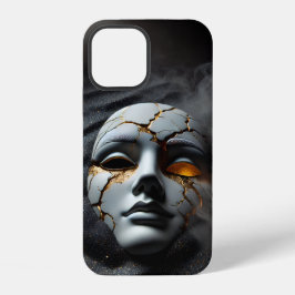 Funda para iPhone 12 Máscara de Porcelana Agrietad