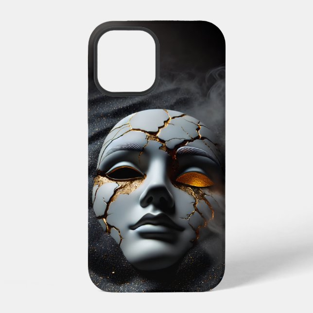 Funda para iPhone 12 Máscara de Porcelana Agrietad (Reverso )
