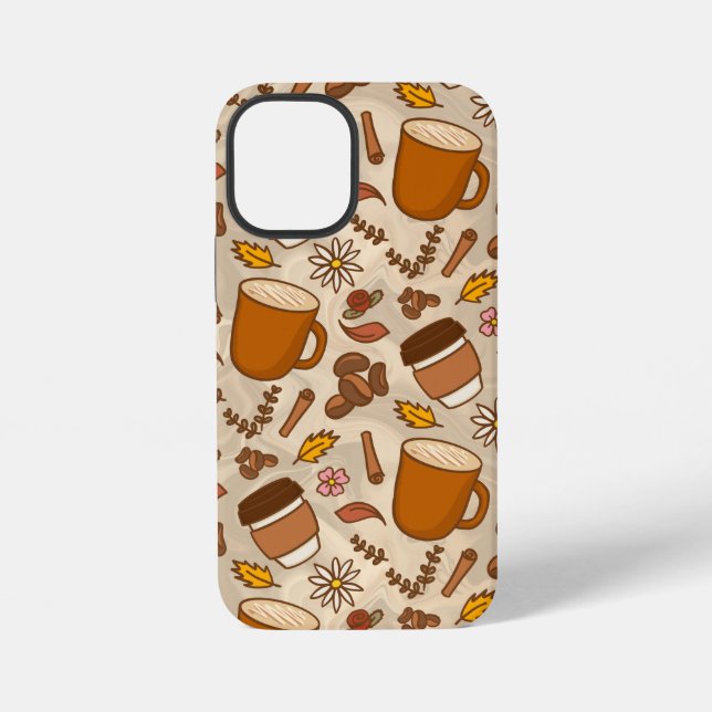 Funda para iPhone 12 Mini Hojas de Otoño Café Flor (Reverso )