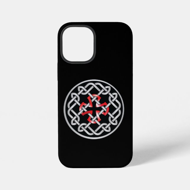 Funda para iPhone 12 Mini Nudo Celta Metálico Rojo (Reverso )