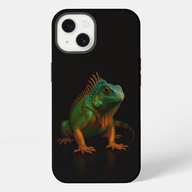 Funda para iPhone 13 Black 4 Luxe, Iguana Verde (Reverso )