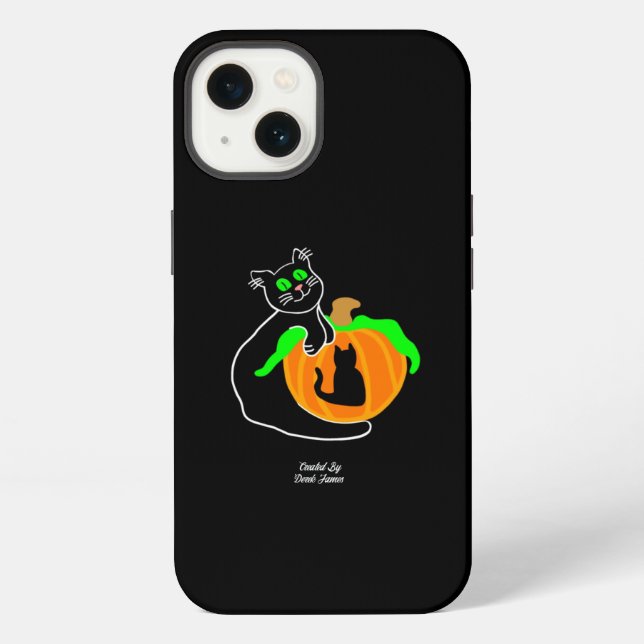 Funda para iPhone 13 de Calabaza de Gato Negro App (Reverso )