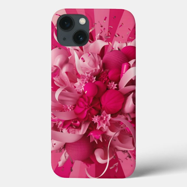 Funda para iPhone 13 rosa con estilo Lego (Reverso)