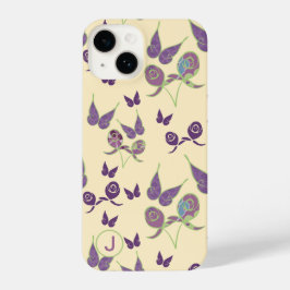Funda para iPhone 14 Butterfly Joy in Cream Monogr