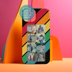 Funda Para iPhone 14 Collage de 8 fotos con rayas inspiradas en los año