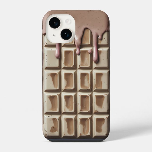 Funda para iPhone 14 con goteo de chocolate blanco (Reverso )