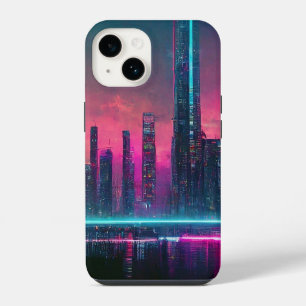 Funda para iPhone 14 con paisaje urbano cyberpunk