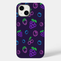 Funda para iPhone 14 con patrón de bayas neón