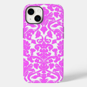 Funda para iPhone 14 Damask de color rosa caliente