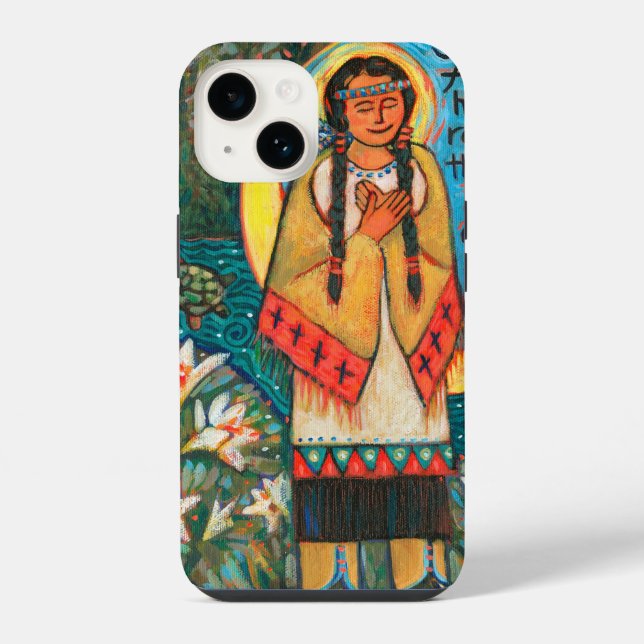Funda para iPhone 14 de Sta. Kateri Tekakwitha (Reverso )