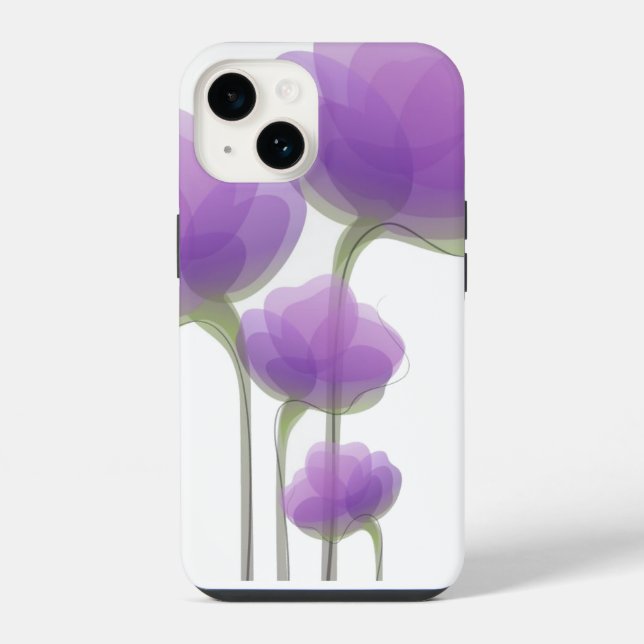 Funda para iPhone 14 - Flores Moradas (Reverso )